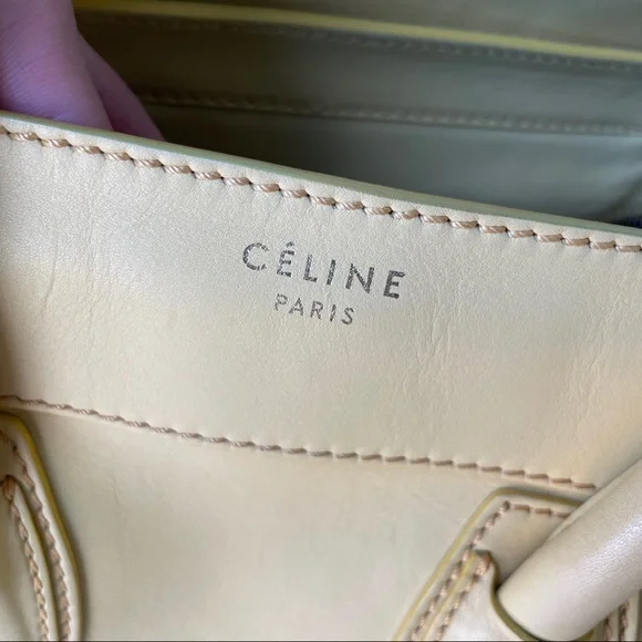 Celine mini luggage tote in smooth leather light yellow - Picture 12 of 15